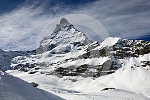 Zermatt Matterhorn view mountain winter snow landscape Swiss Alps