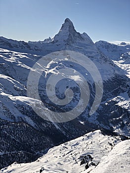 Zermatt Matterhorn view mountain winter snow landscape Swiss Alps