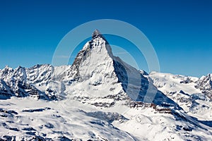 Zermatt Matterhorn view mountain winter snow landscape Swiss Alps