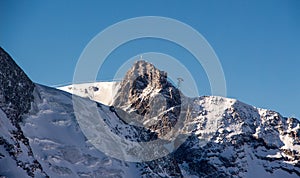 Zermatt small Matterhorn view mountain winter snow landscape Swiss Alps clouds