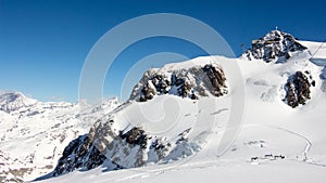 Zermatt small Matterhorn view mountain winter snow landscape Swiss Alps clouds