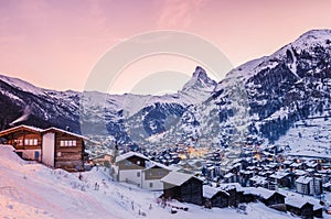 Zermatt at sunset