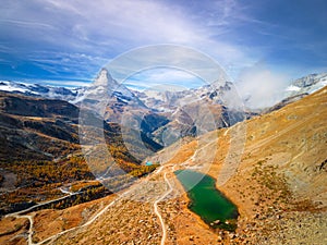 Zermatt, Switzerland with the Matterhorn and Stellisee Lake