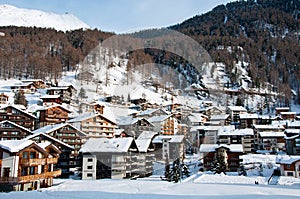 Zermatt village in winter