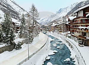 Zermatt village winter scene photo