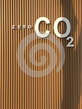 Zero carbon monoxide concept background by brown wood