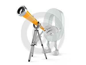 Zero character looking through a telescope