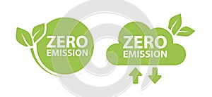 Zero Emission. Net zero label stamp design leaves Zero Emission carbon eco stamp symbol Vector photo
