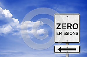 Zero Emissions - road sign information photo