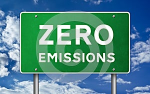 ZERO EMISSIONS road sign message photo