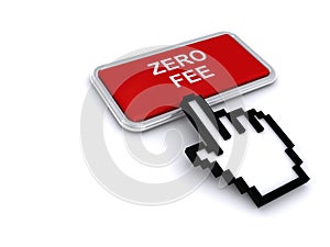 Zero fee button on white