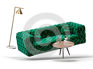 Zero gravity white interior living room 3 D Illustration