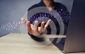 Zero One background in the hands of developers is a global representation of binaries, networks, and coding of programming