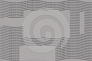 Zero one binary code abstract matrix. Binary code pattern with wavy distortions.