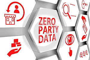 ZERO PARTY DATA concept cell background 3d