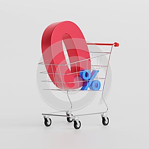 Zero percent, 0% interest special offer installment payment with cart