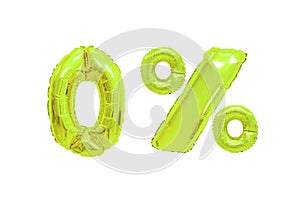 Zero percent from balloons lime color