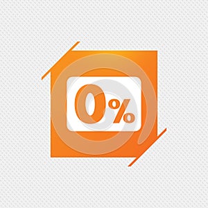 Zero percent sign icon. Zero credit symbol.