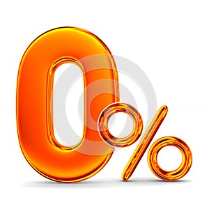 Zero percent on white background. Isolated 3D illustration