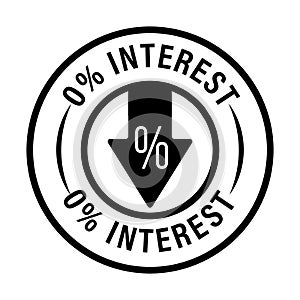 Zero percentage interest vector icon