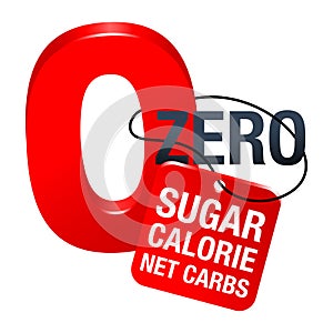 Zero Sugar, Calorie and Net Carbs - number and tag