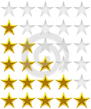 Zero to five star review or rating - 3d rendering