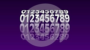 Zero to nine numbers in a row ,3D digits animation with nice rotational cylindrical shape and multicolored background