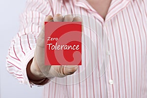 Zero Tolerance written on card