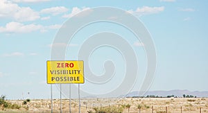 Zero visibility possible road sign new mexico desert