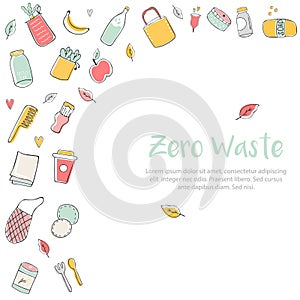 Zero Waste banner template with hand drawn elements.