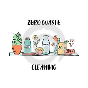 Zero Waste cleaning shelf with sustainable items