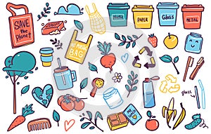 Zero waste flat vector round banner template. Vector illustration