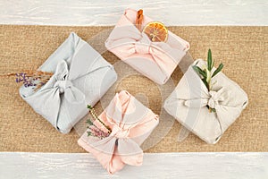 Zero waste gift wrapping traditional Japanese furoshiki style