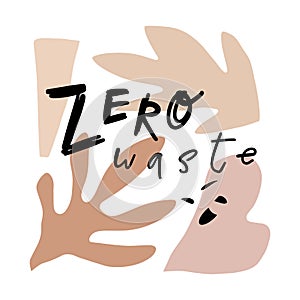 Zero waste life concept, hand drawn elements. Eco lifestyle, go green, no plastic. Isolated illustration on white background,