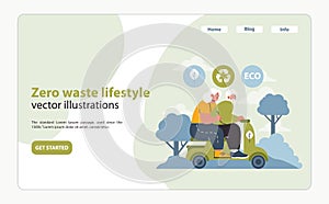 Zero Waste Lifestyle Vector Illustration. An illustration of senior individuals on a scooter.