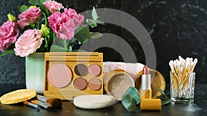 Zero-waste, plastic-free beauty and makeup reusable and refillable products. photo