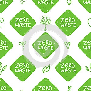 Zero waste seamless pattern. Vector shape green texture isolated