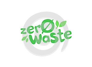 Zero Waste Text Title Sign with Leaves