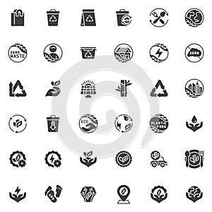 Zero waste vector icons set