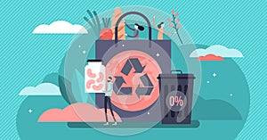 Zero waste vector illustration. Flat tiny reduce packaging persons concept.