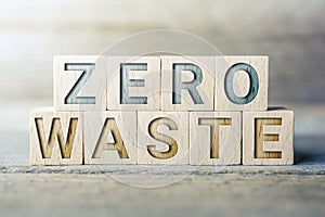 Zero Waste Written On Wooden Blocks On A Board - Save Nature Concept