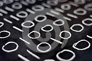 Zeros and ones written on a blackboard photo