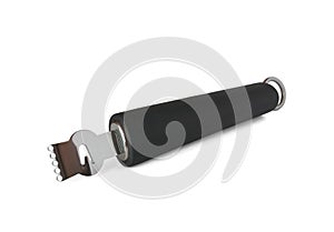 Zester with black handle on white background