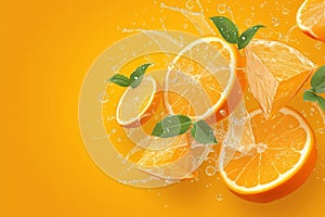 Zesty burst Orange slices get a lively splash of invigorating water