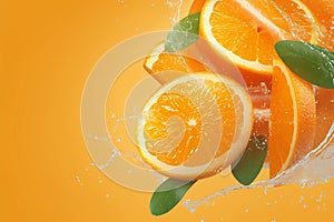 Zesty burst Orange slices get a lively splash of invigorating water