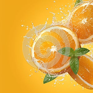 Zesty burst Orange slices get a lively splash of invigorating water