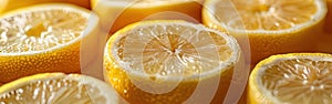 Zesty Citrus Delight: Lemon Slices Textured Background Banner with Fruit Pattern for Food Photography