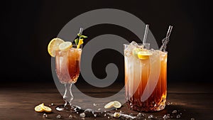 Zesty Delight Whiskey Sour Swizzle Stick Shines on National Whiskey Sour Day.AI Generated