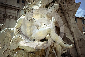 Zeus in Bernini& x27;s fountain of Four Rivers in Piazza Navona