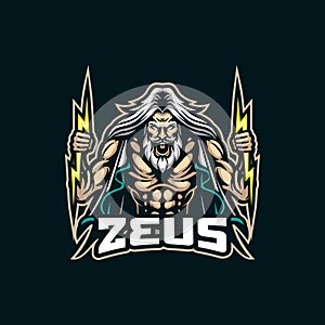 Zeus mascot logo design vector with modern illustration concept style for badge, emblem and t shirt printing. Angry zeus